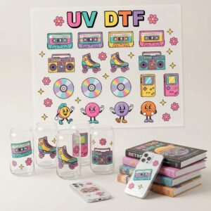 UV DTF Transfer with Vibrant Colors and Adhesive Layer